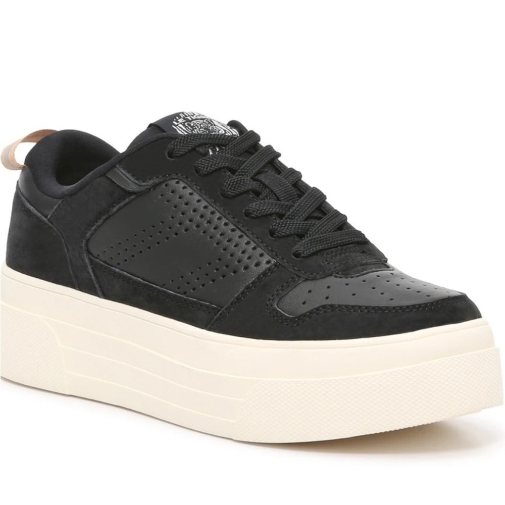 Le Tigre Midtown Platform Leather Sneaker Women’s 9.5 Black Sporty